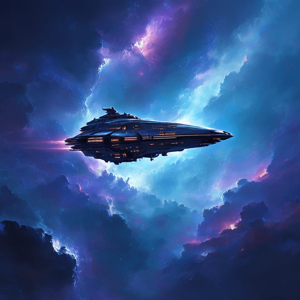 深空星云里的优雅飞船