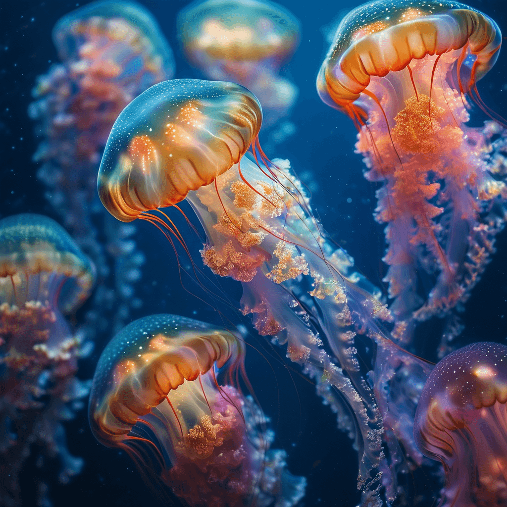 深海荧光：AI 描绘的梦幻水母